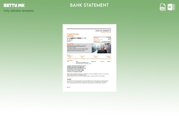 Модерен стил Австралија ING Директен шаблон страници за изводи од банка